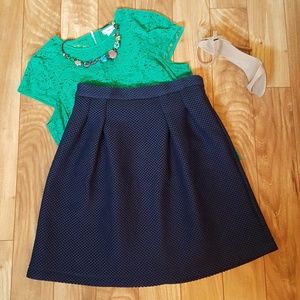 Navy blue fit and flare skirt